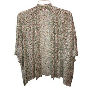 The Zigzag Stripe Womens Size 2XL Floral 3/4 Sleeve Open Front Kimono Cardigan